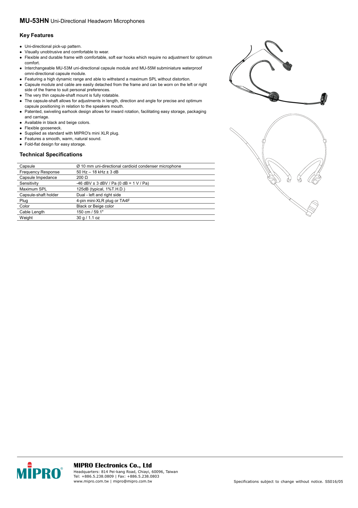 Mu 53hn Uni Directional Cardioid Headworn Microphone Manualzz Mu 53hn Uni Directional Cardioid Headworn Microphone Manualzz