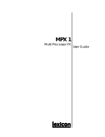 Lexicon MPX 1 User manual | Manualzz