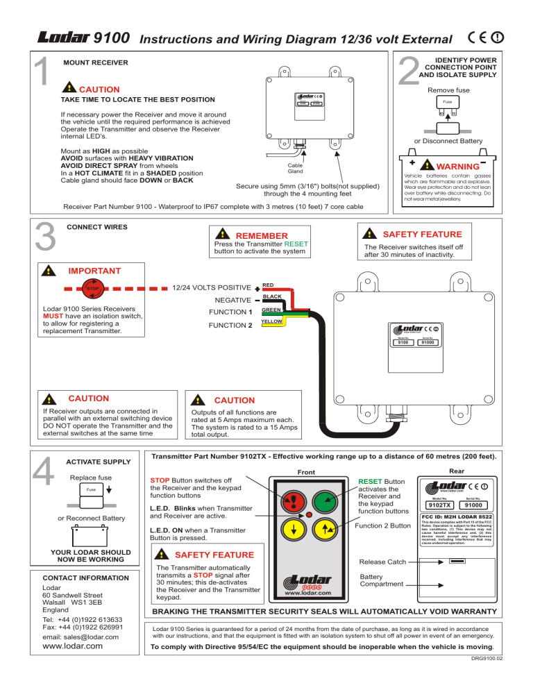9100 Instructions and Wiring Diagram 12/36 volt External | Manualzz