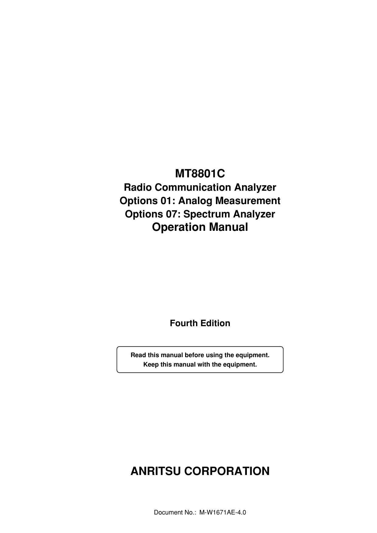 MT8801C Radio Communication Analyzer | Manualzz