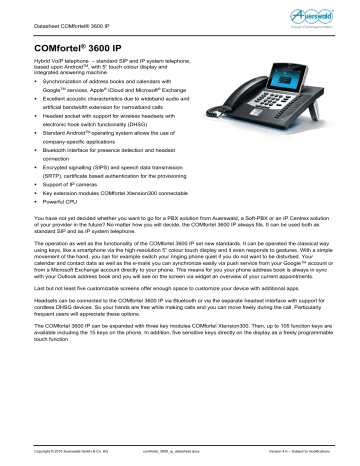 Datasheet Comfortel 3600 Ip Manualzz