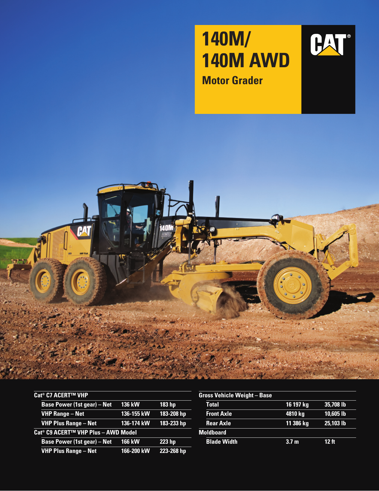 Specalog For 140M/140M AWD Motor Grader | Manualzz