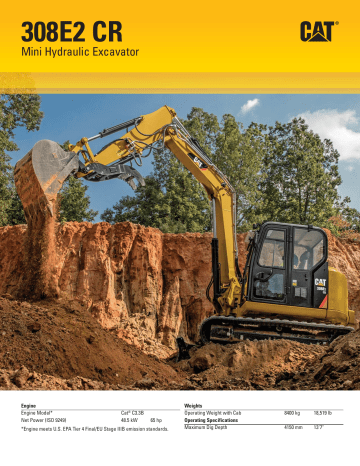 Large Specalog For 308e2 Cr Mini Hydraulic Excavator Aehq7916 Manualzz Large Specalog For 308e2 Cr Mini Hydraulic Excavator Aehq7916 Manualzz