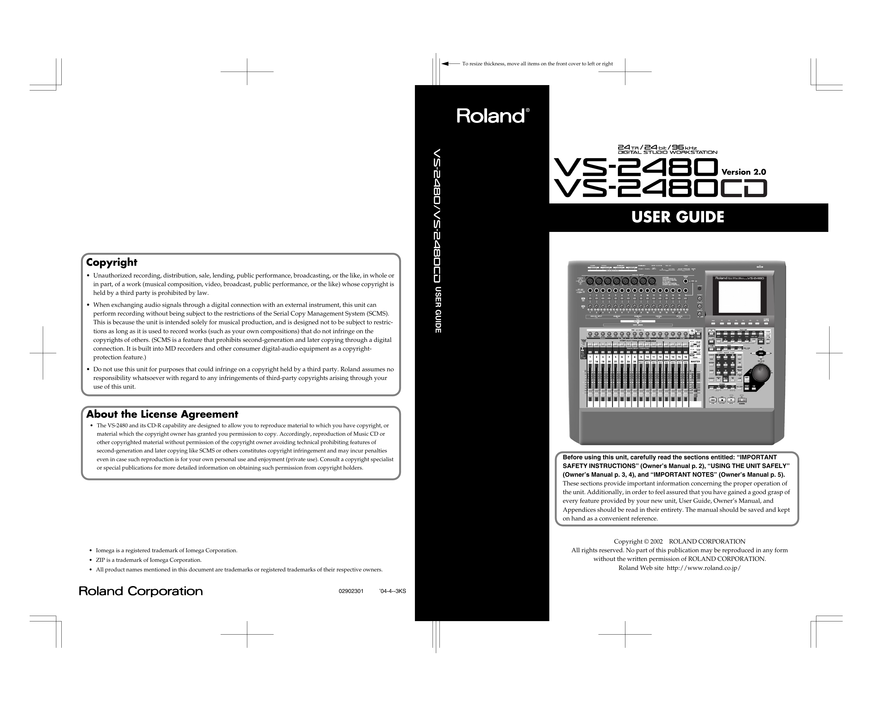 Roland VS-2480 User manual | Manualzz