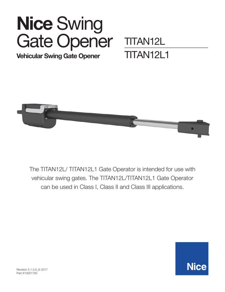 Nice Swing Gate Opener Manualzz