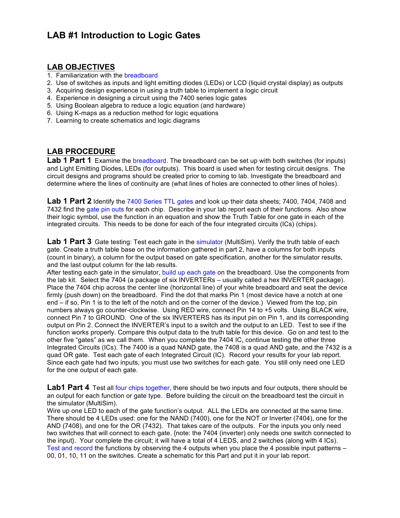 Lab 1 Introduction To Logic Gates Manualzz