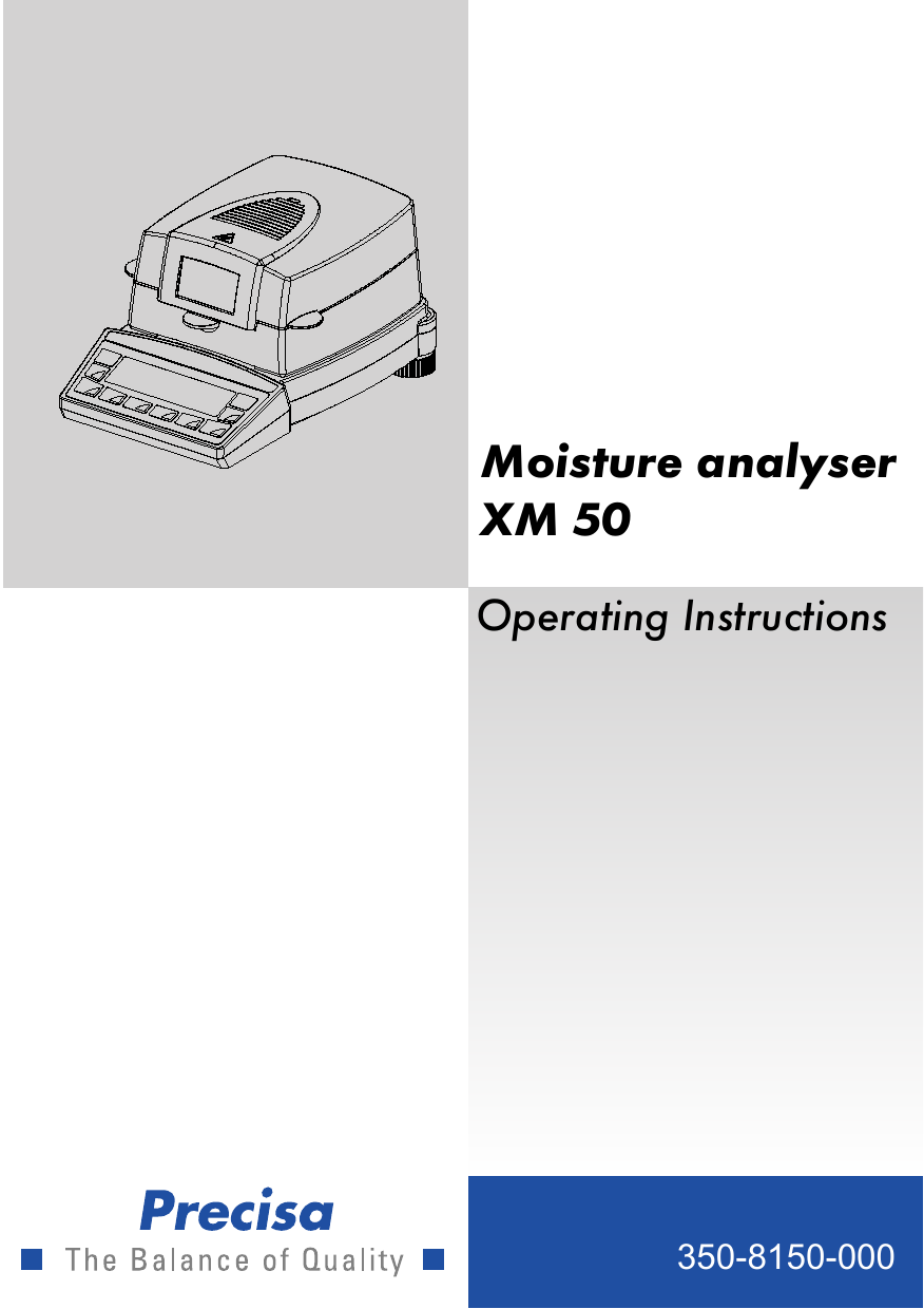 Moisture analyser XM 50 Manualzz