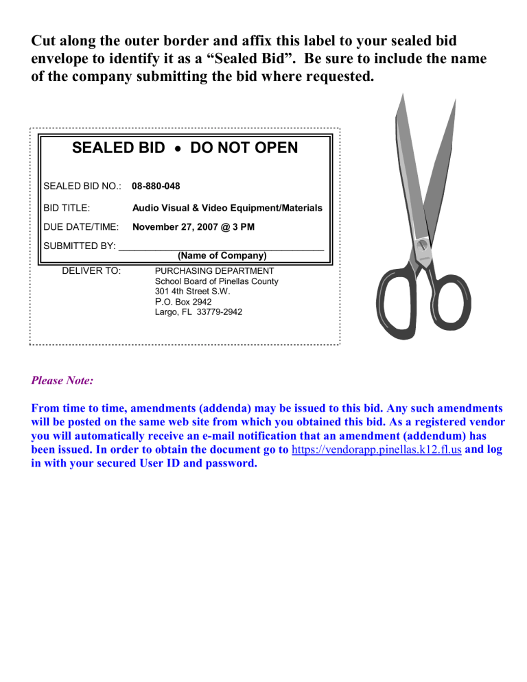 Sealed Bid Center For Digital Government Manualzz