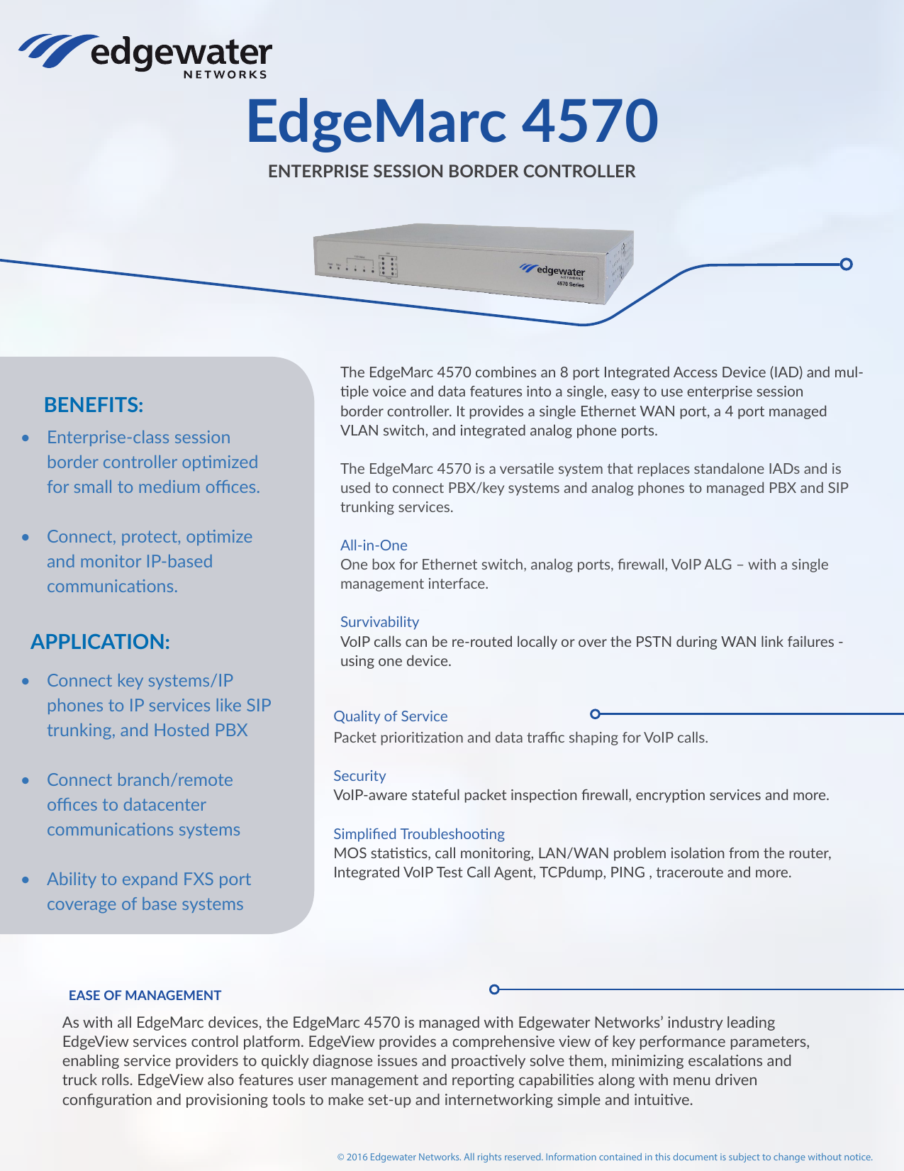 Edgewater Networks Edgemarc 4550 V2 Series Enterprise Session Border