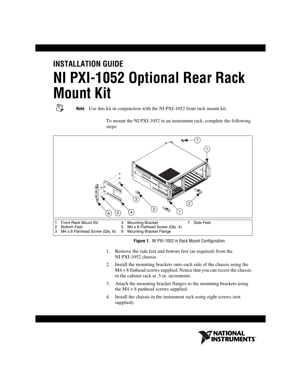 NI PXI1052 Optional Rear Rack Mount Kit Installation Guide Manualzz