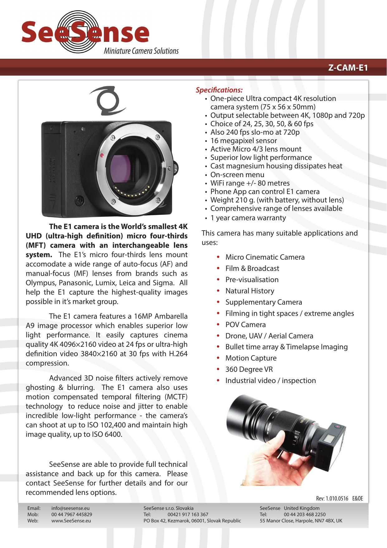 Miniature Camera Solutions Z Cam E1 Manualzz