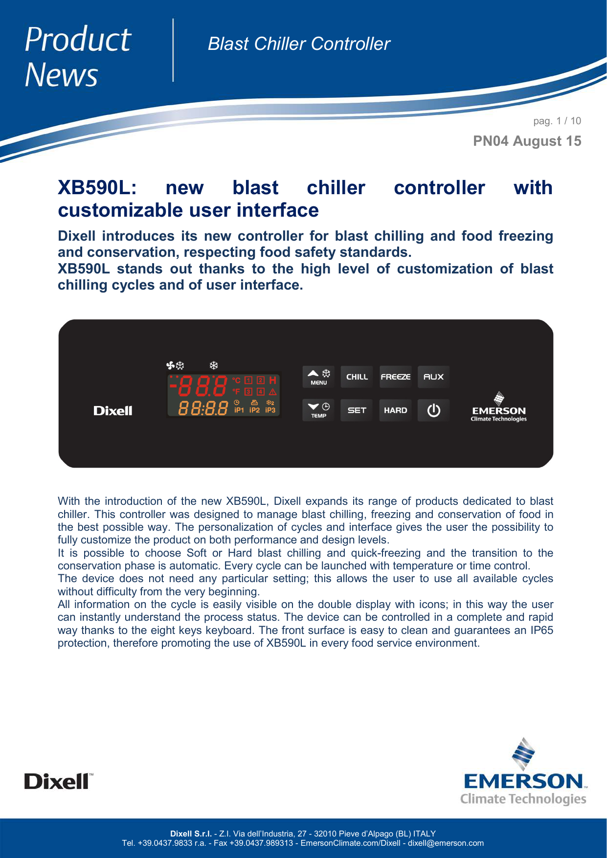 Blast Chiller Controller Xb590l Manualzz