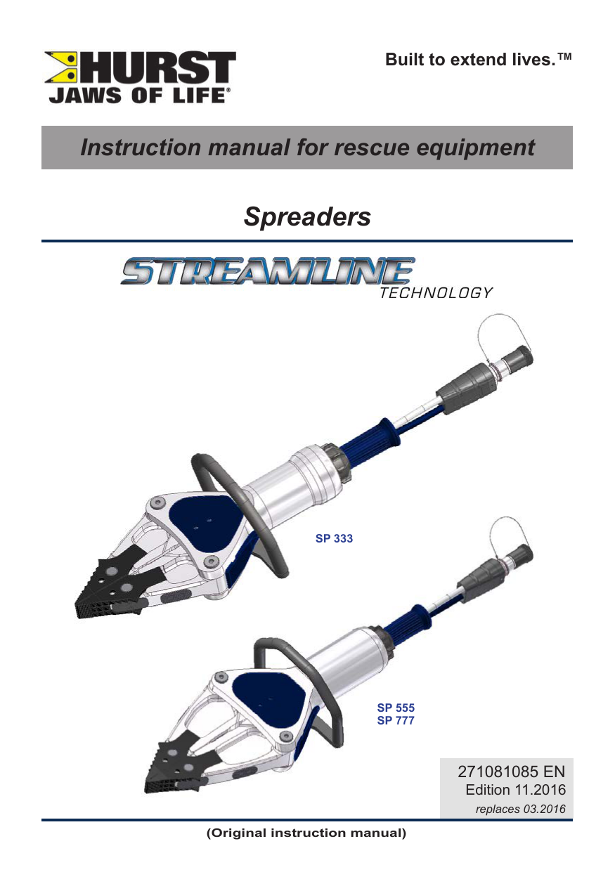 Spreaders - Hurst Jaws of Life | Manualzz