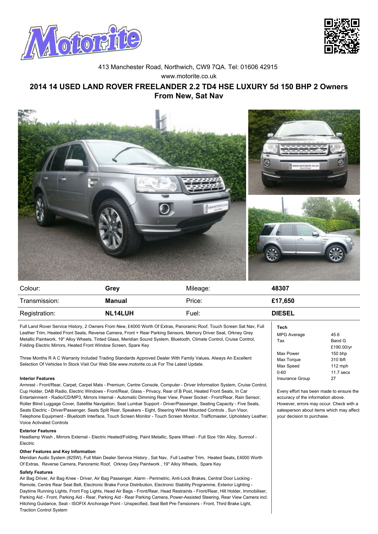 2014 14 Used Land Rover Freelander 2 2 Td4 Hse Manualzz