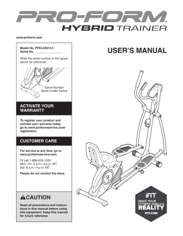 Proform hybrid trainer elliptical recumbent bike manual hot sale