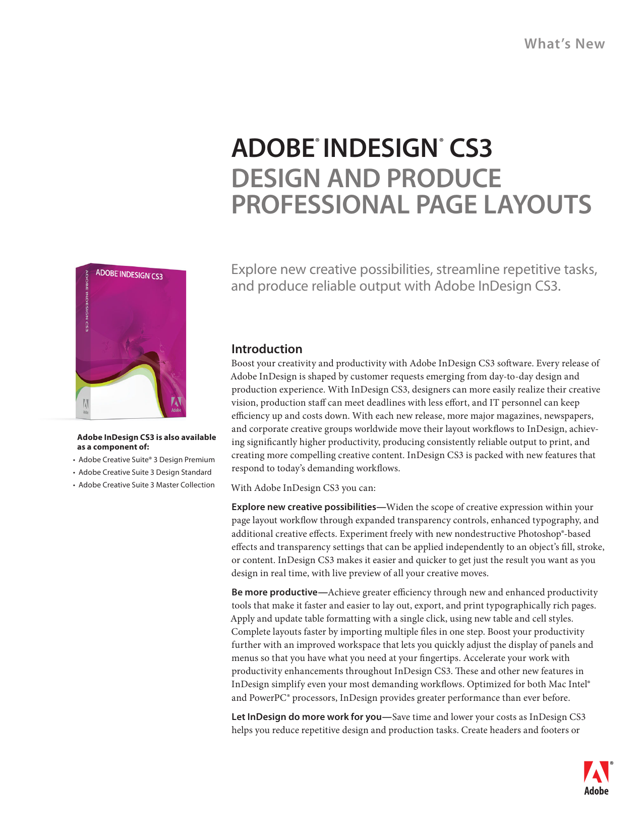 use adobe indesign cs3