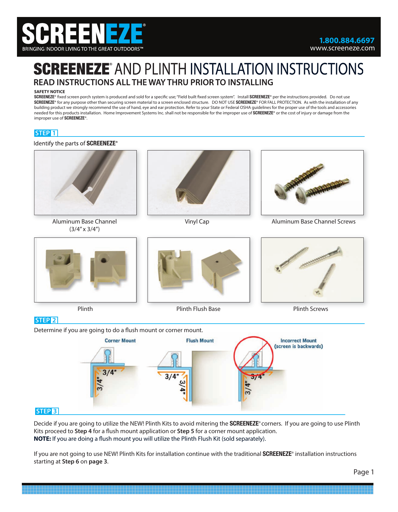 screeneze® and plinth installation instructions Manualzz