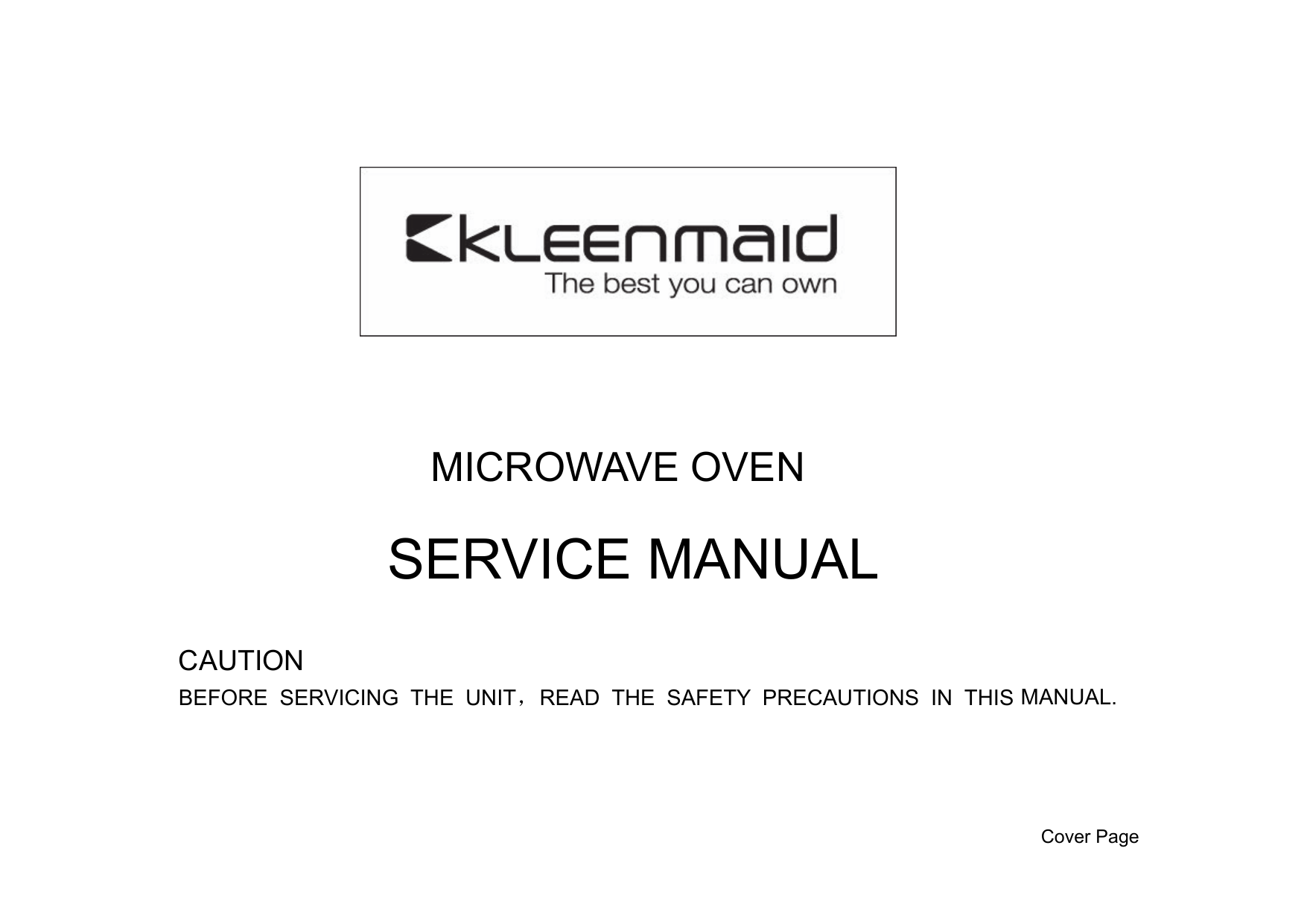 Kleenmaid MWG4511 Service manual Manualzz