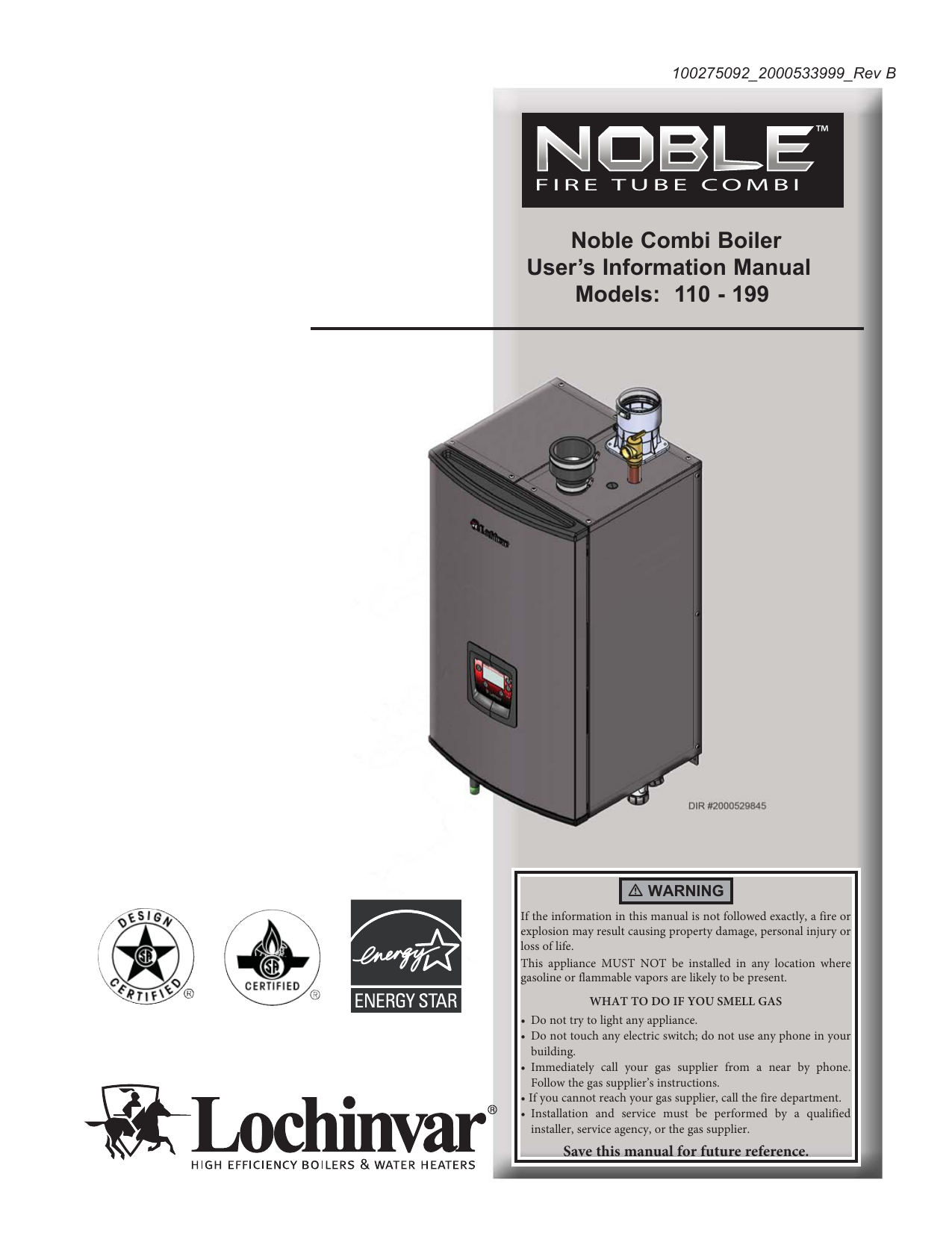 Lochinvar Noble NKC 110 User's Information Manual Manualzz