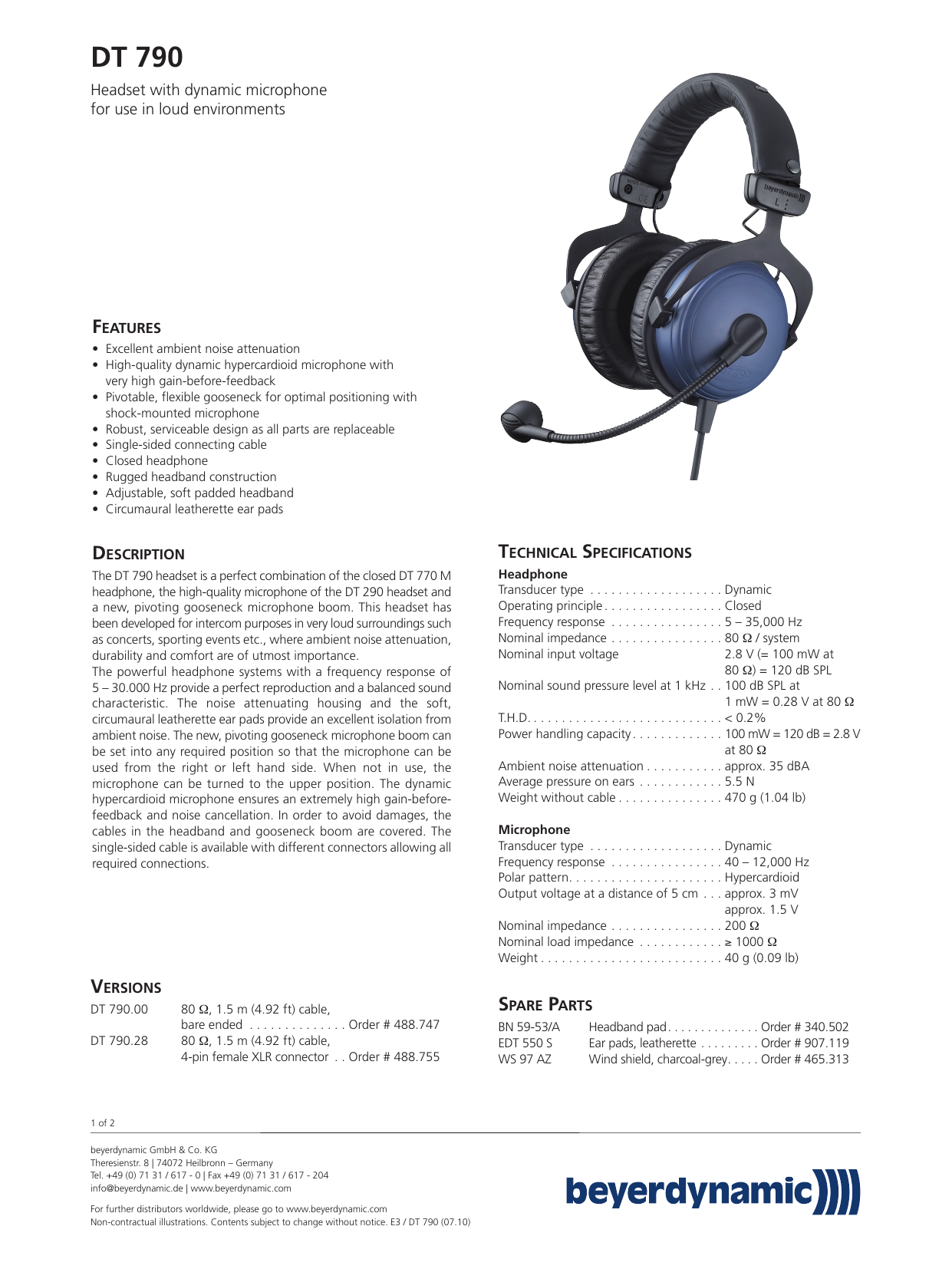 DT 790 - Beyerdynamic | Manualzz