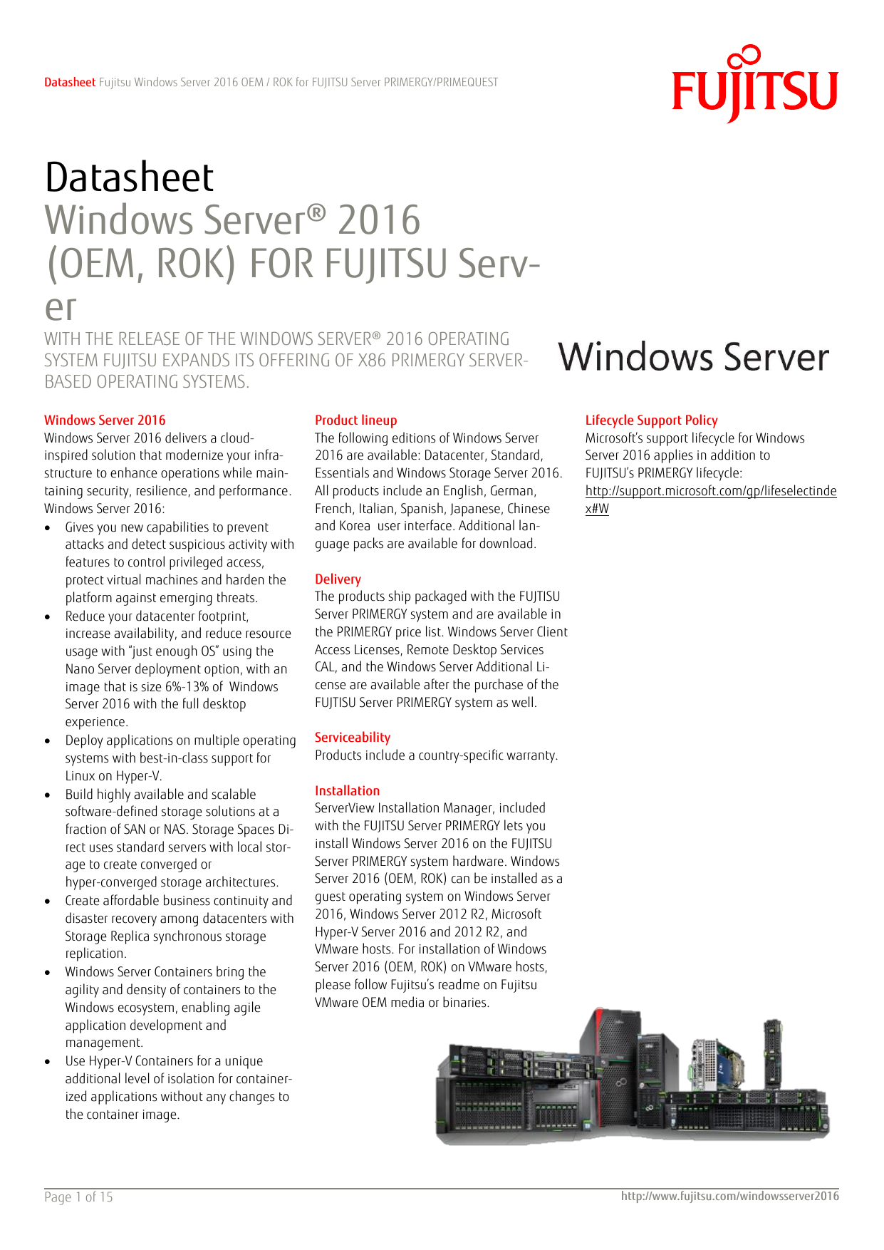 Datasheet Windows Server 16 Oem Rok For Fujitsu Serv Manualzz