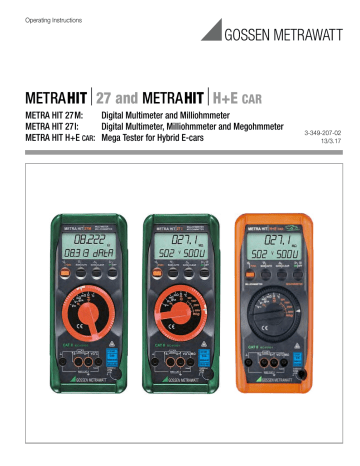 Gossen MetraWatt METRAHIT 27M Operating Instructions | Manualzz