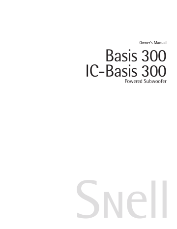 Snell Premier Basis 300 Owner's Manual | Manualzz