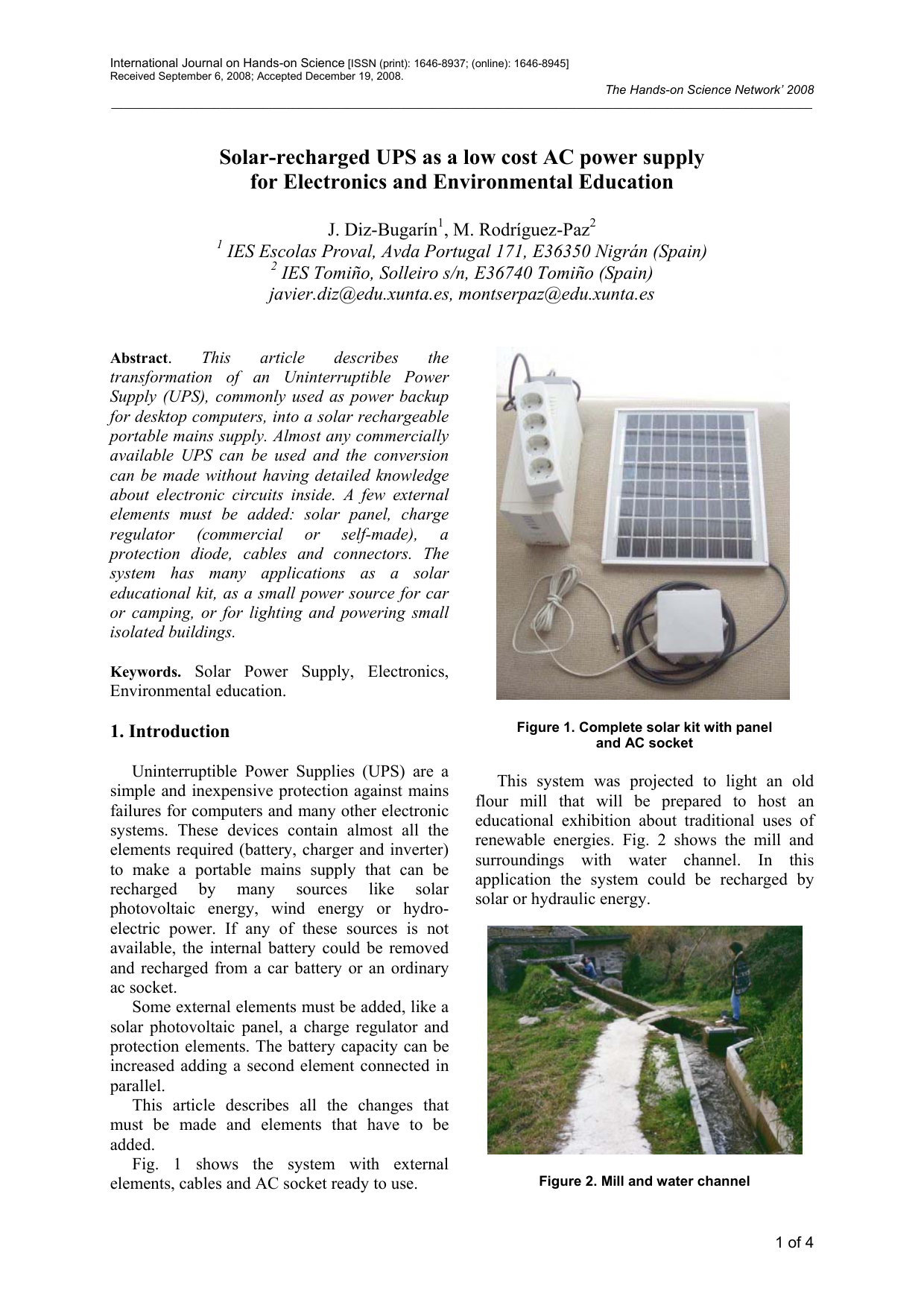 Solar Recharged Ups As A Low Cost Ac Power Supply For