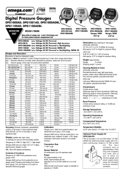 OMEGA DPG1000AD, DPG1001AD, DPG1000ADBL, DPG1100AD, DPG1100ADBL Instruction Sheet