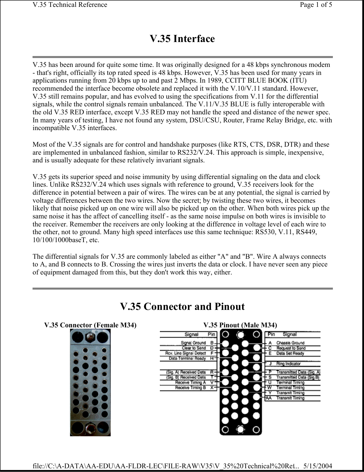 V 35 Interface V 35 Connector And Pinout Manualzz