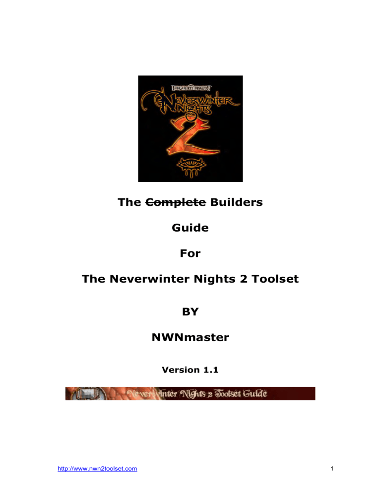 The Complete Builders Guide For The Neverwinter Nights 2 Toolset Manualzz