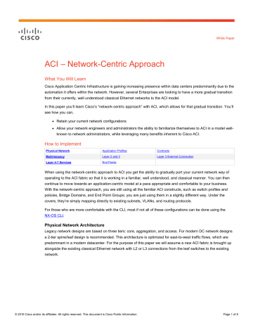 ACI – Network-Centric Approach White Paper | Manualzz
