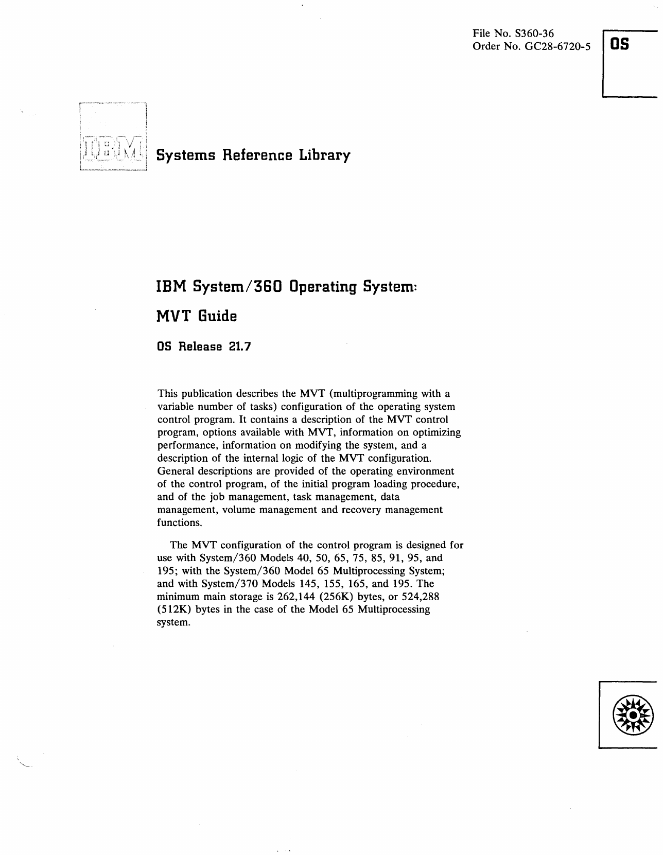 Systems Reference Library Ibm System 360 Operating System Mvt Manualzz