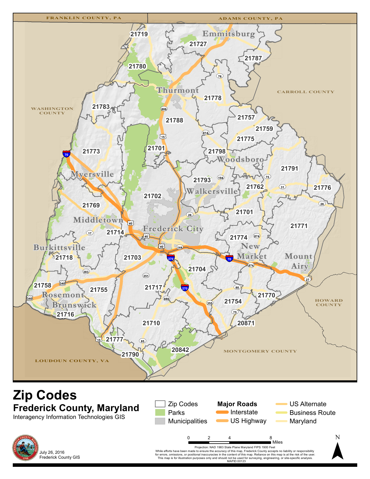 Frederick County Md Zip Code Map Oconto County Plat Map