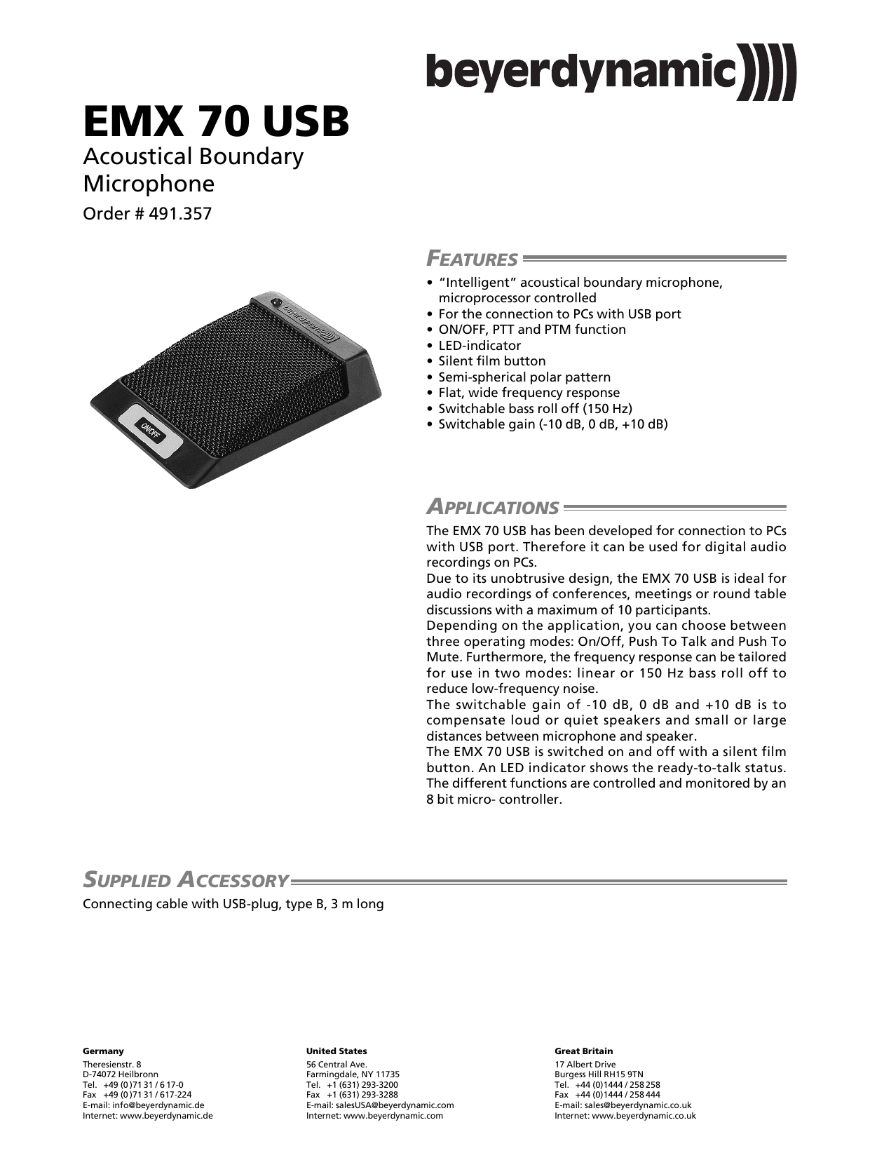 Beyerdynamic Emx 70 Usb Specification Manualzz