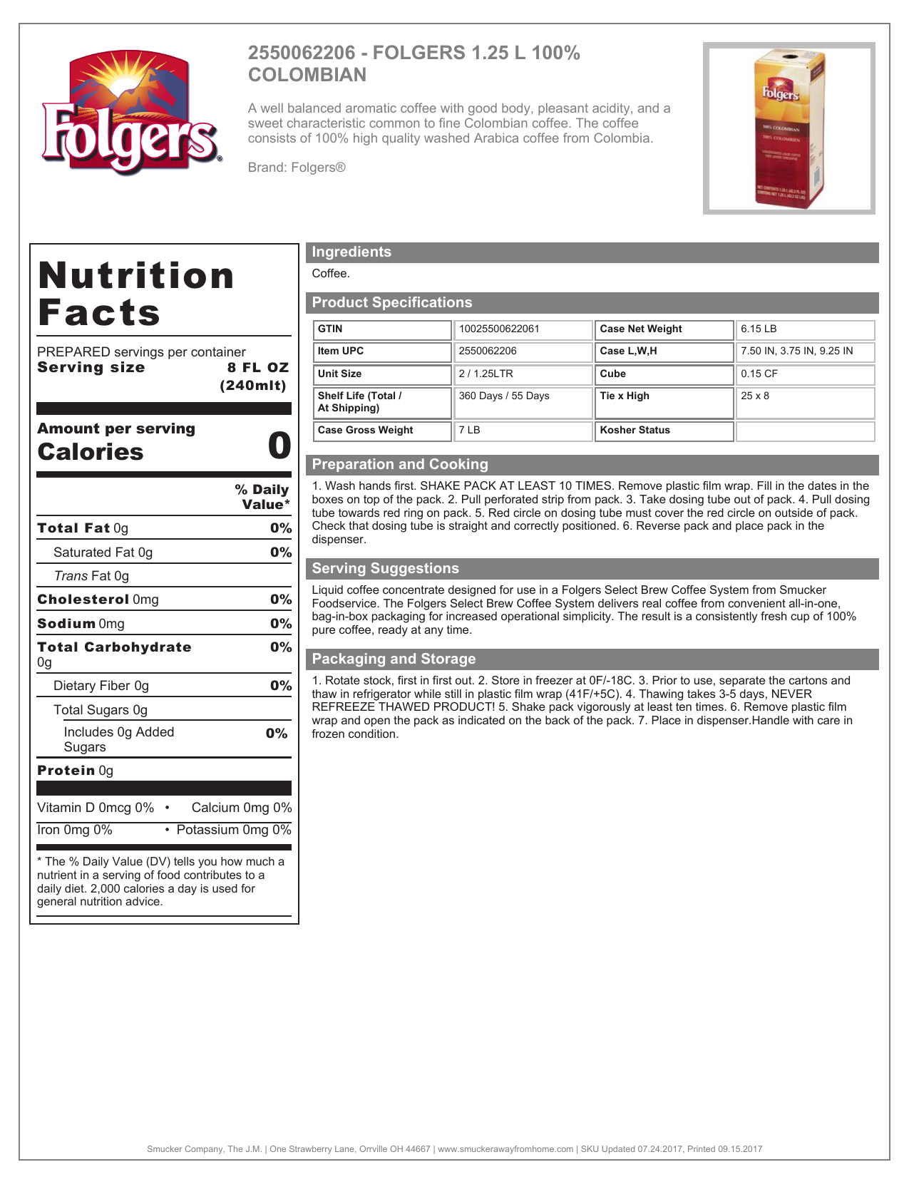 Folgers Colombian Coffee Nutrition Facts Bios Pics