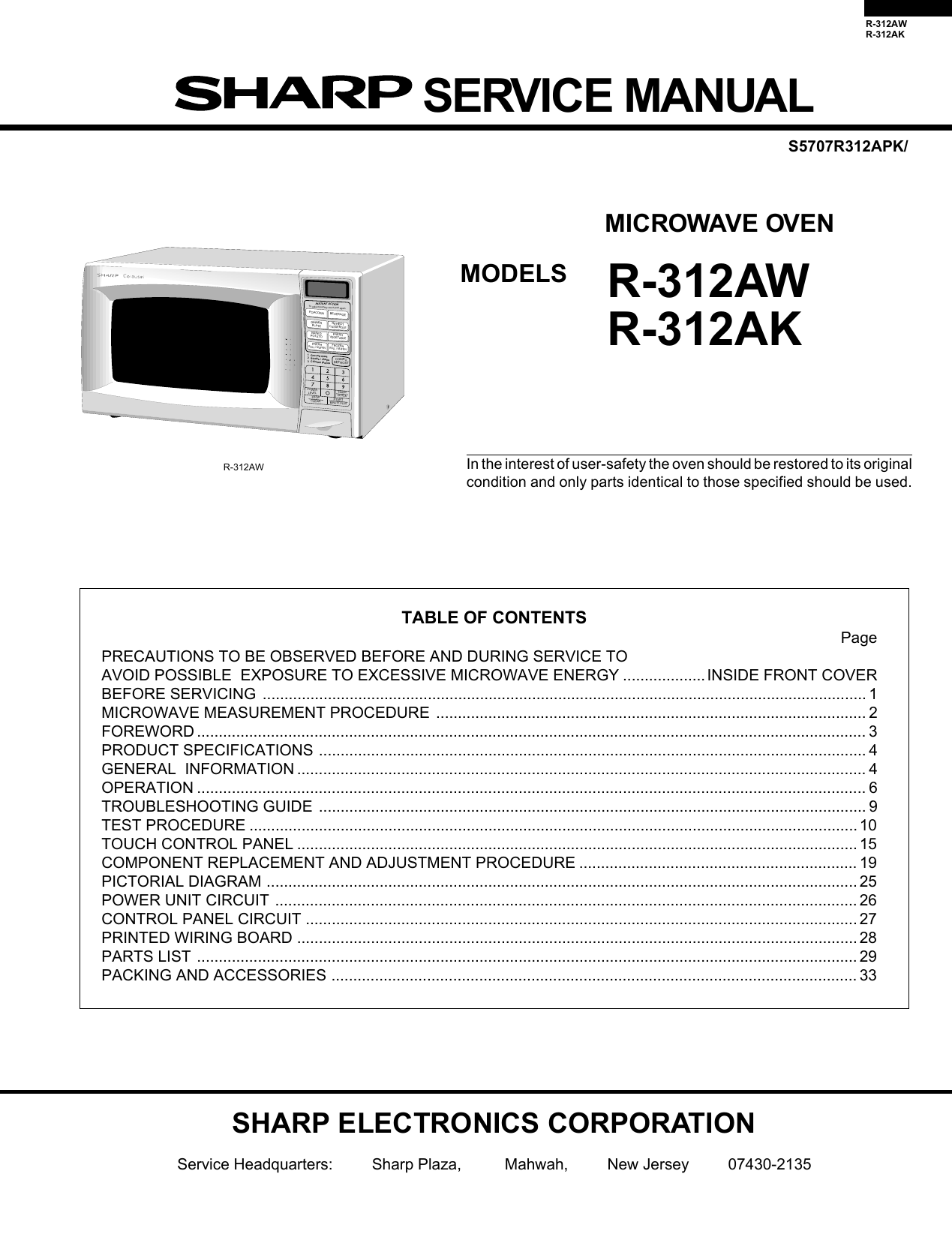 Sharp Microwave Oven Parts Diagram Reviewmotors.co