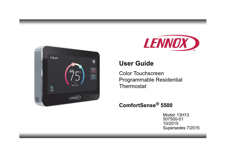 Lennox Comfortsense 7500 User Manual