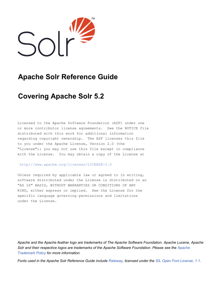 Apache Solr Reference Guide Covering Apache Solr 5 2 Manualzz