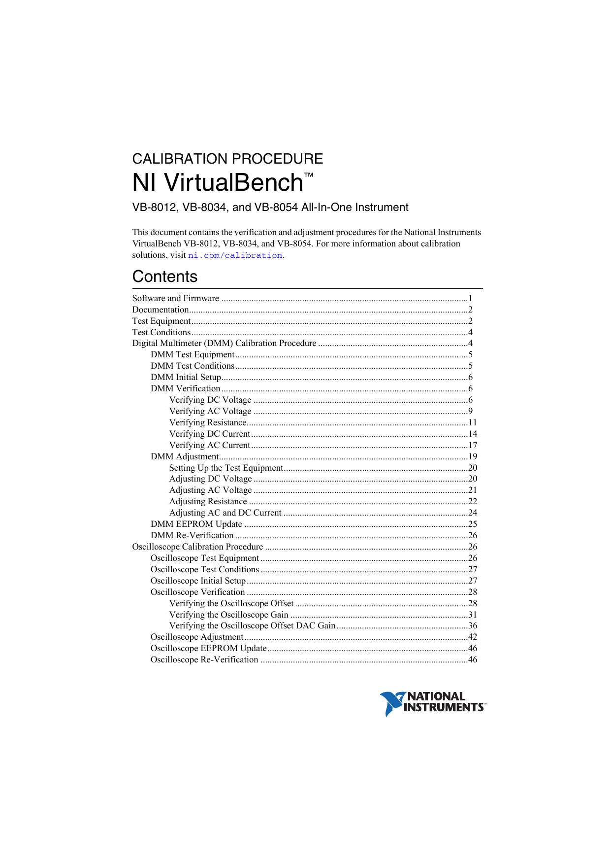 NI VirtualBench Calibration Procedure Manualzz