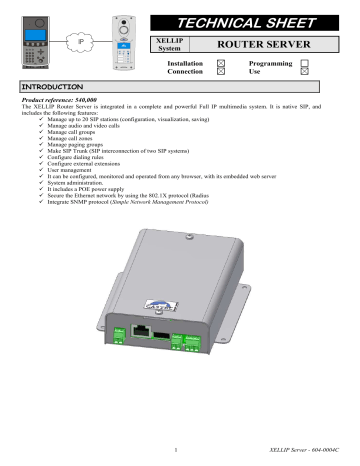 Optimus XELLIP ROUTEUR ROUTER PARA 20 ESTACIONES SIP manual | Manualzz