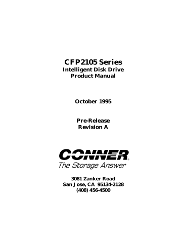 Drive Operations. Conner CFP2105S, CFP2105 series, CFP2105E, CFP2105W | Manualzz