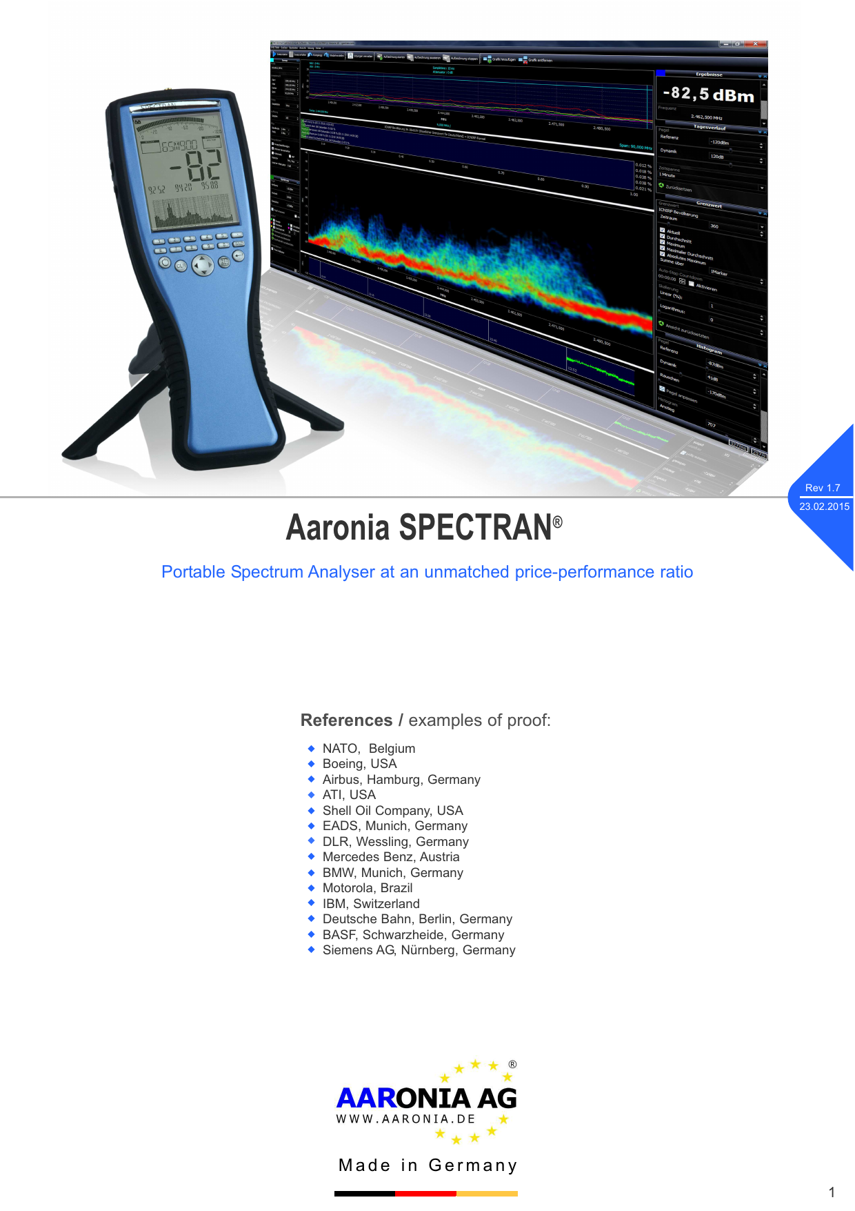 Aaronia Spectran Spectrum Analyzer | Manualzz