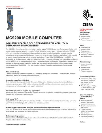 MC9200 Spec Sheet | Manualzz