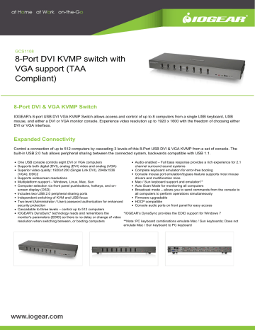iogear GCS1108 8-Port DVI KVMP switch Datasheet | Manualzz