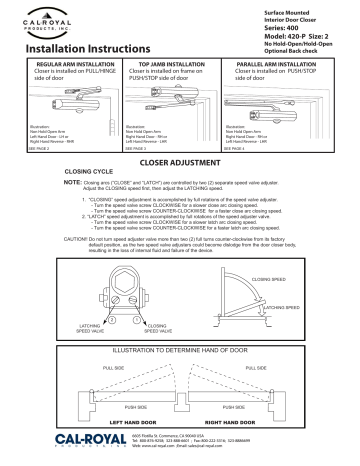 Cal-Royal 430-P ALUM 400 Series Dual Valve Door in Satin Nickel Installation Manual | Manualzz
