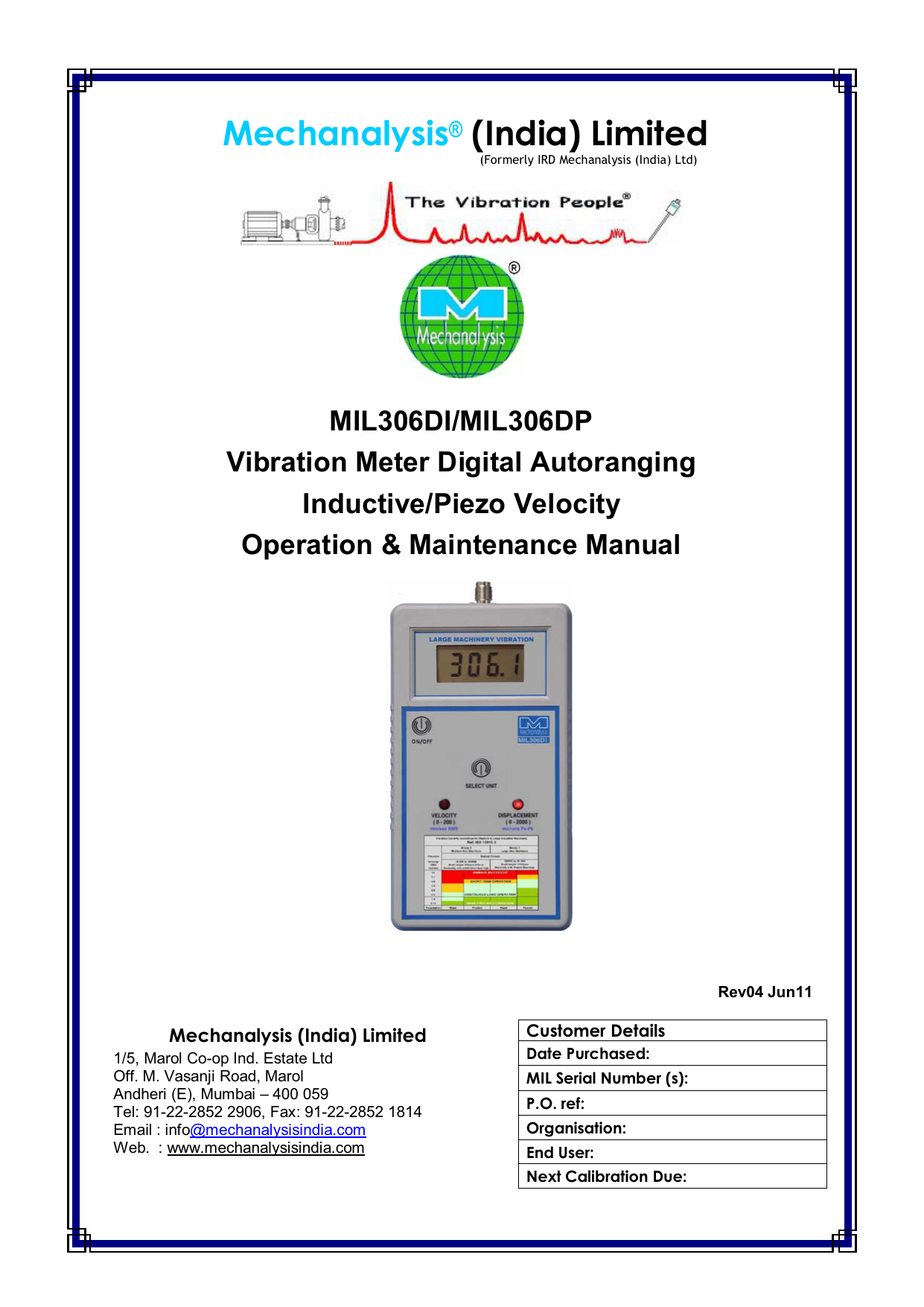 Ird Mechanalysis Vibration Chart