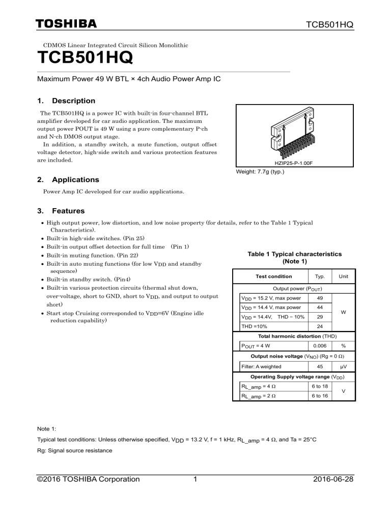 Tcb501hq Toshiba Semiconductor Manualzz