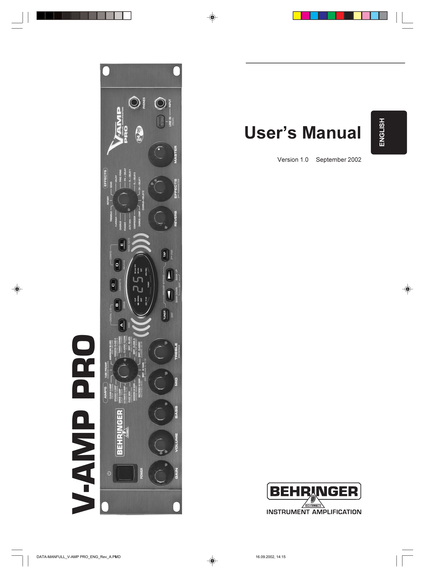 Behringer V Amp Pro User Manual Manualzz
