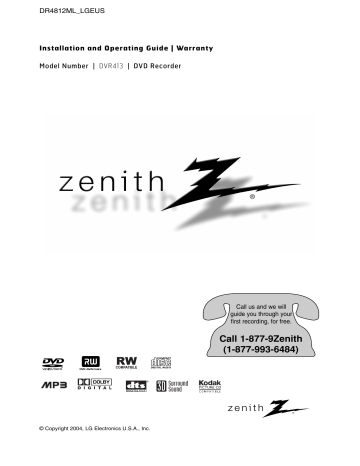 Zenith DVR413 Operating Guide | Manualzz